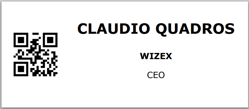 Exemplo de etiqueta e crachá WizeX - Claudio Quadros